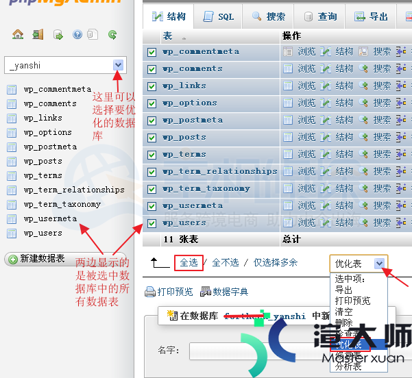 cPanel虚拟主机优化数据库图解