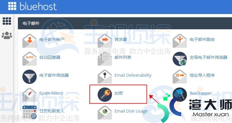 BlueHost香港主机使用cPanel面板设置电子邮件加密教程