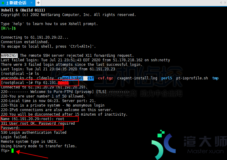 Linux下登录FTP服务器的方式